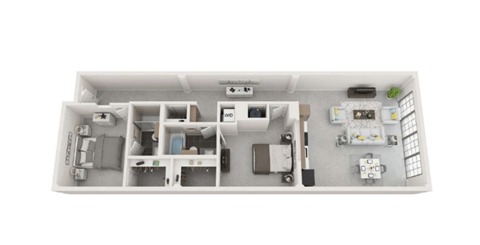 Floor plan for 2 beds, 2 baths, 1215 sqft